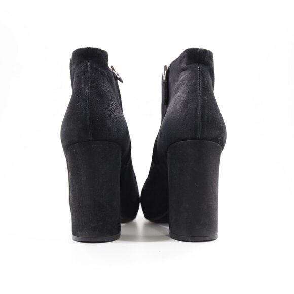 Prada Black Suede Leather 3.5" Block Heel Ankle Booties - 8.5/Prada 38.5 - Picture 4 of 7